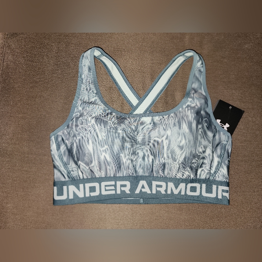 NWT UNDER ARMOUR Printed Mid Crossback Sports Bra - Size M